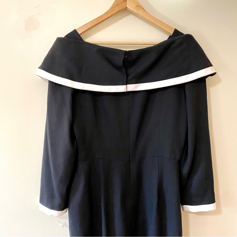 Vintage 80s Arnold Scaasi Dress Black White Classic Size 14 - NWT - Picture 8 of 9